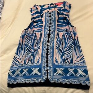 Blue and Pink Sleeveless Top